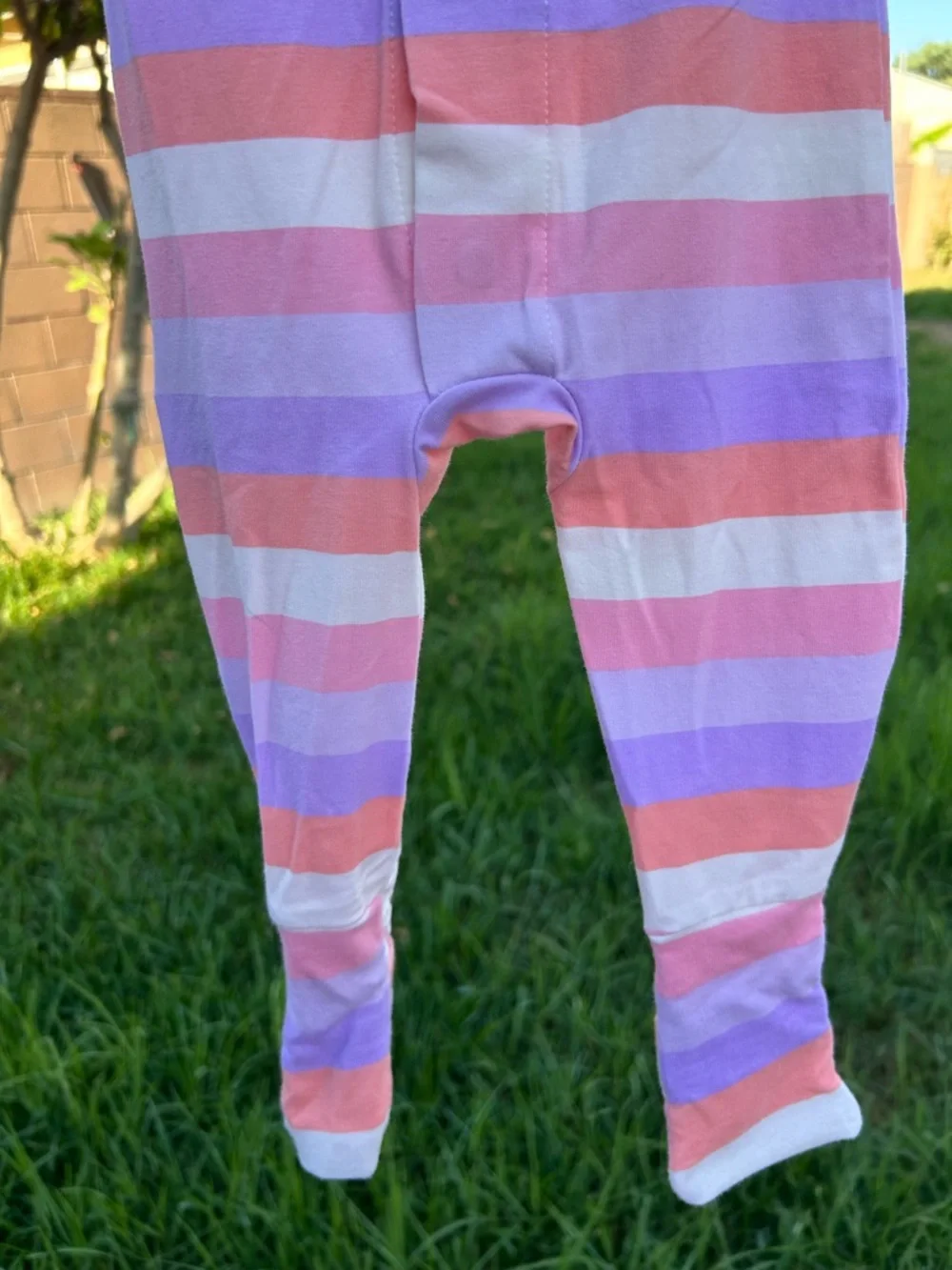 Magnetic Me Pink, Purple & Cream Striped Footie